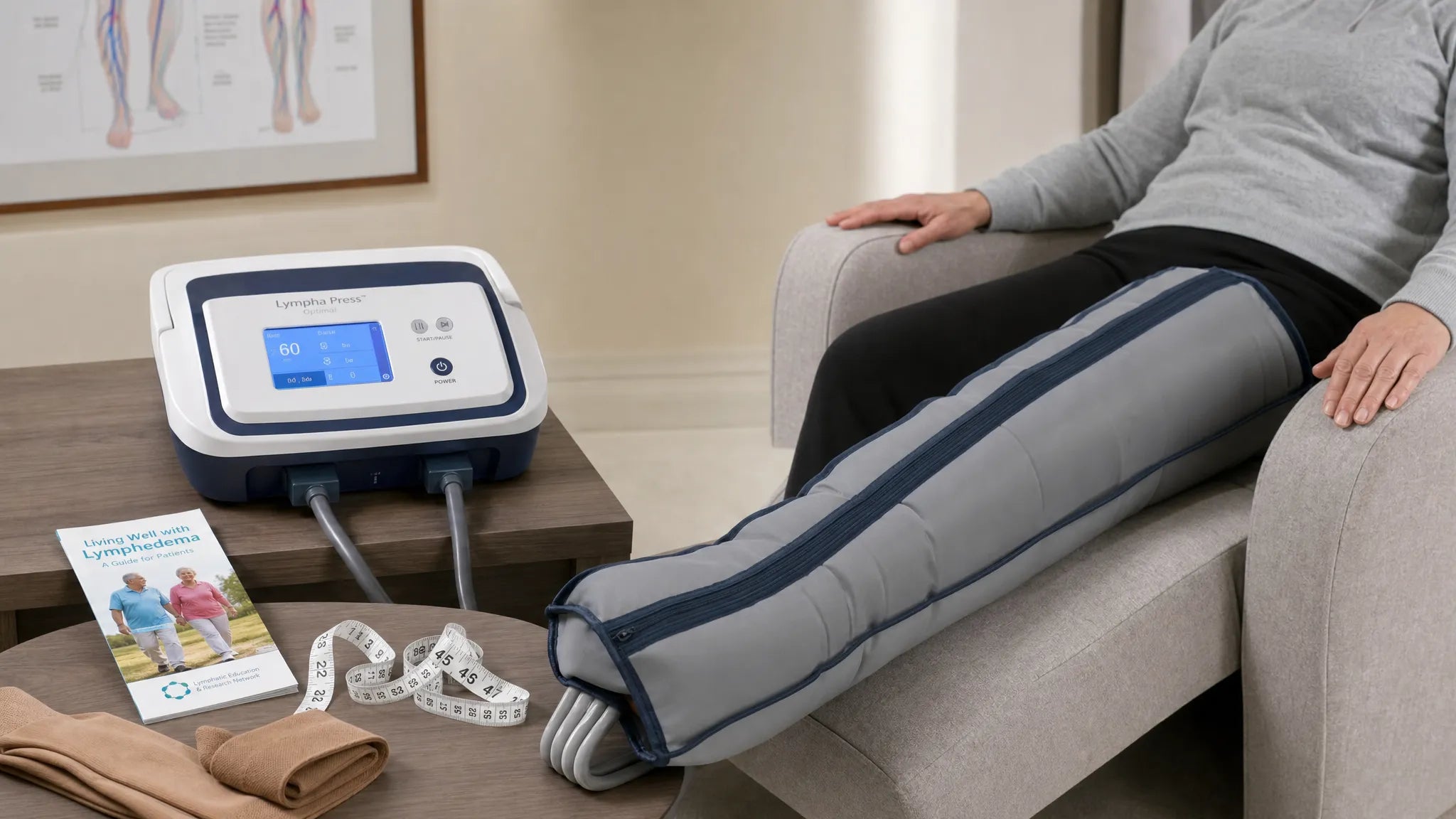 Lymphedema boots and standard sequential compression boots shown side by side to highlight the key differences in chamber design and pressure zones