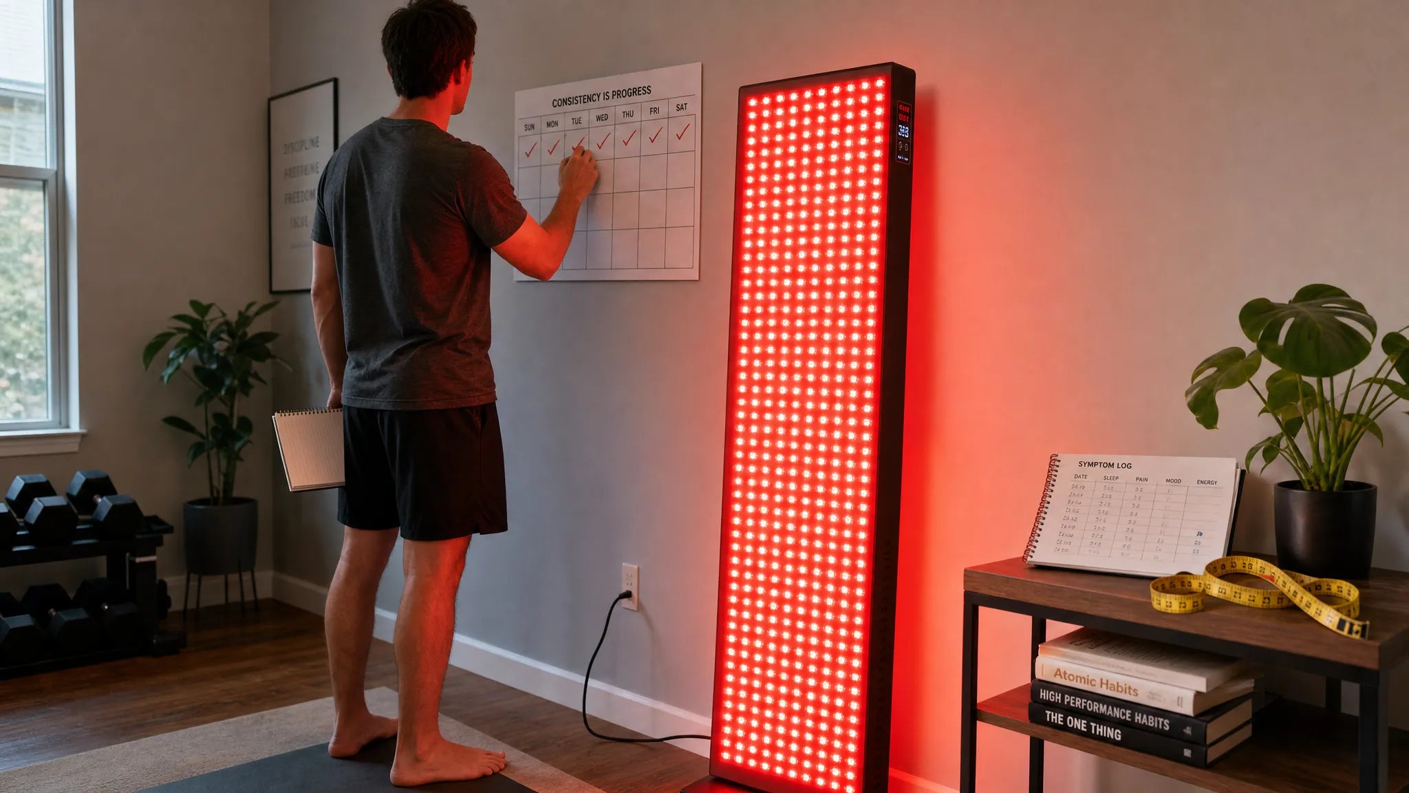 Before and after comparison photos illustrating full body red light therapy before and after results across real patient timelines