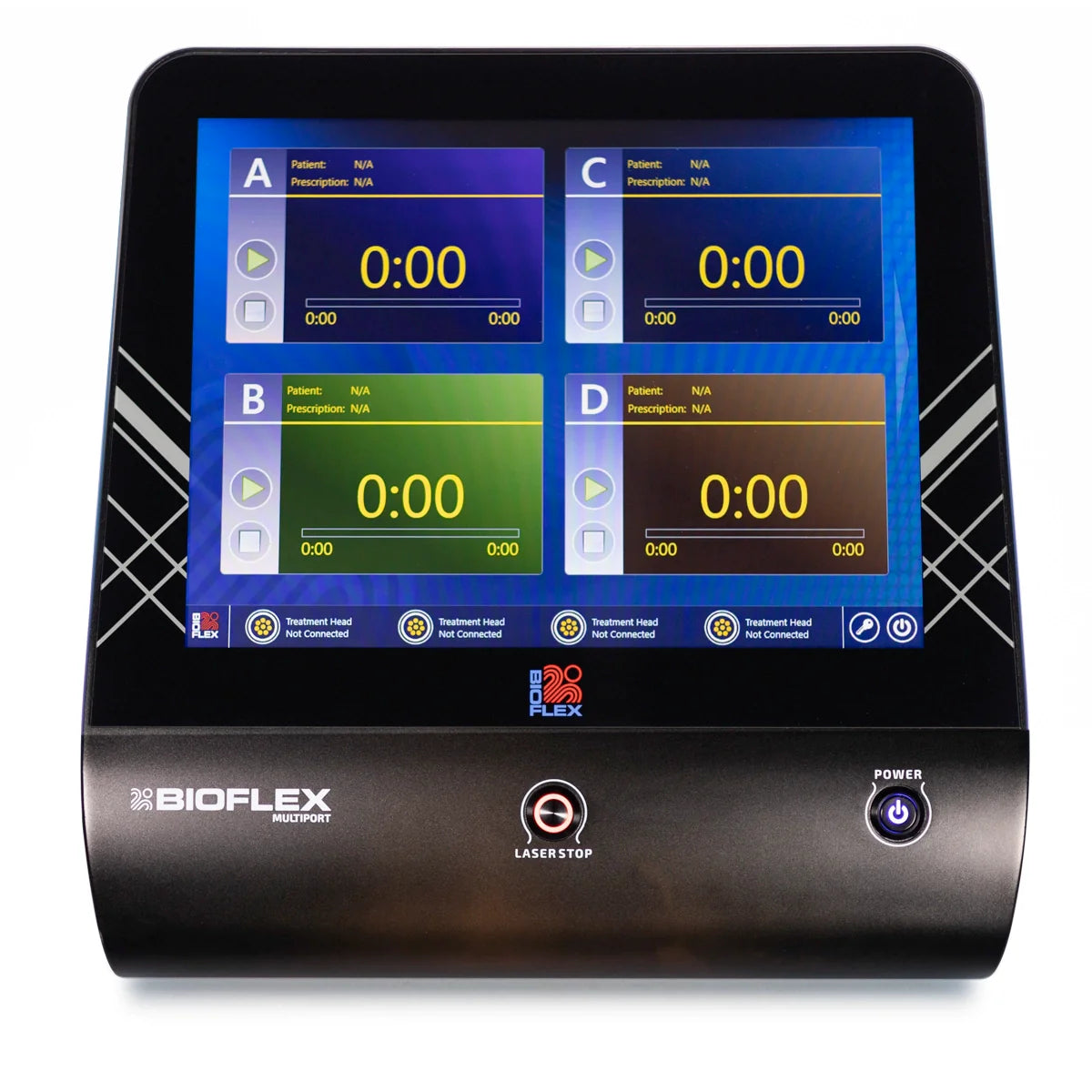 BIOFLEX MultiPort system set up in a clinic to run bioflex laser dosing protocols across multiple treatment zones