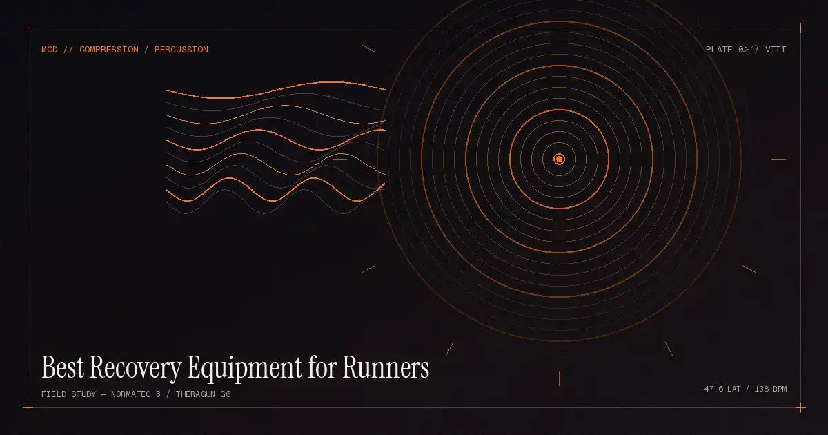 Best recovery equipment for runners including Theragun massage gun, Normatec compression boots, and cold therapy devices