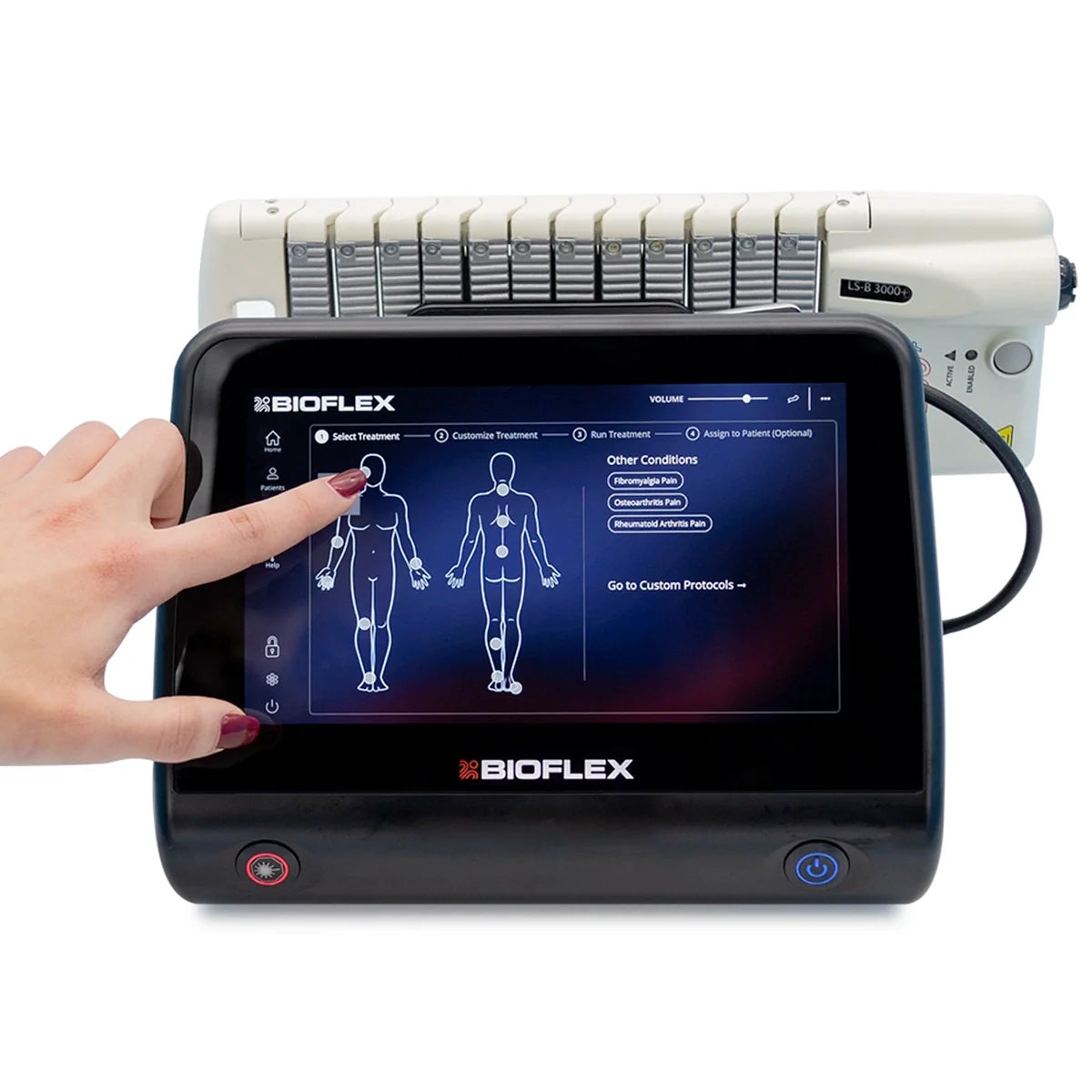 BIOFLEX MiniPort Professional laser used in a bioflex for neuropathy treatment protocol on a patient's foot