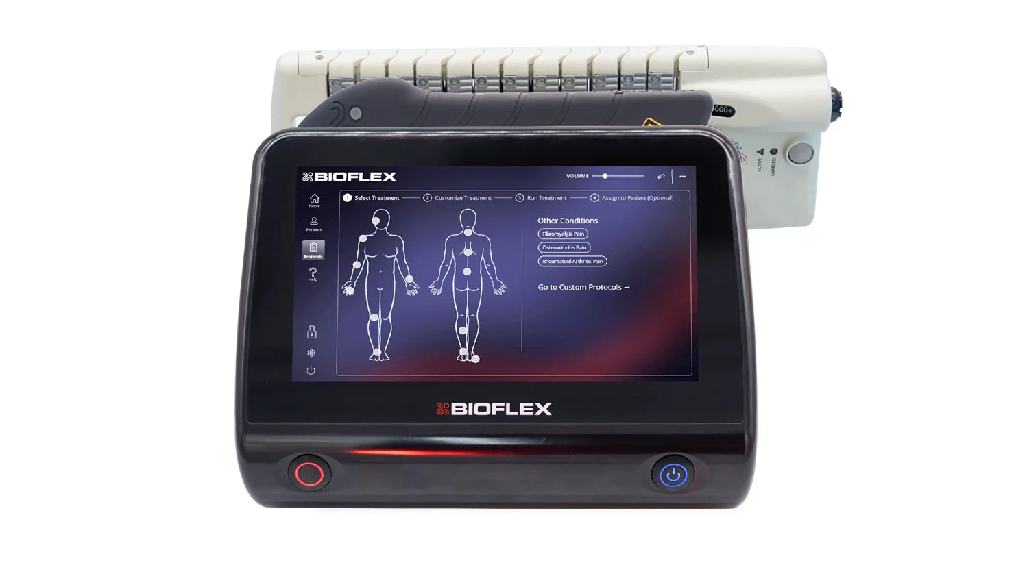 BIOFLEX MiniPort Professional laser therapy device shown in a BIOFLEX vs Diowave laser therapy comparison for clinics.