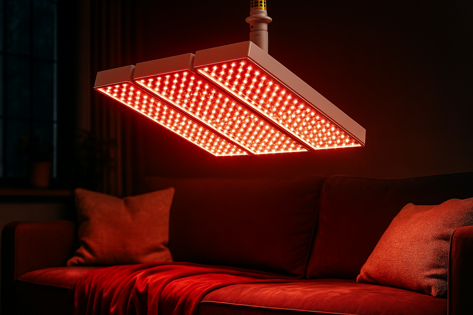 Red light therapy for arthritis treatment showing medical-grade photobiomodulation device delivering near-infrared light to relieve joint pain