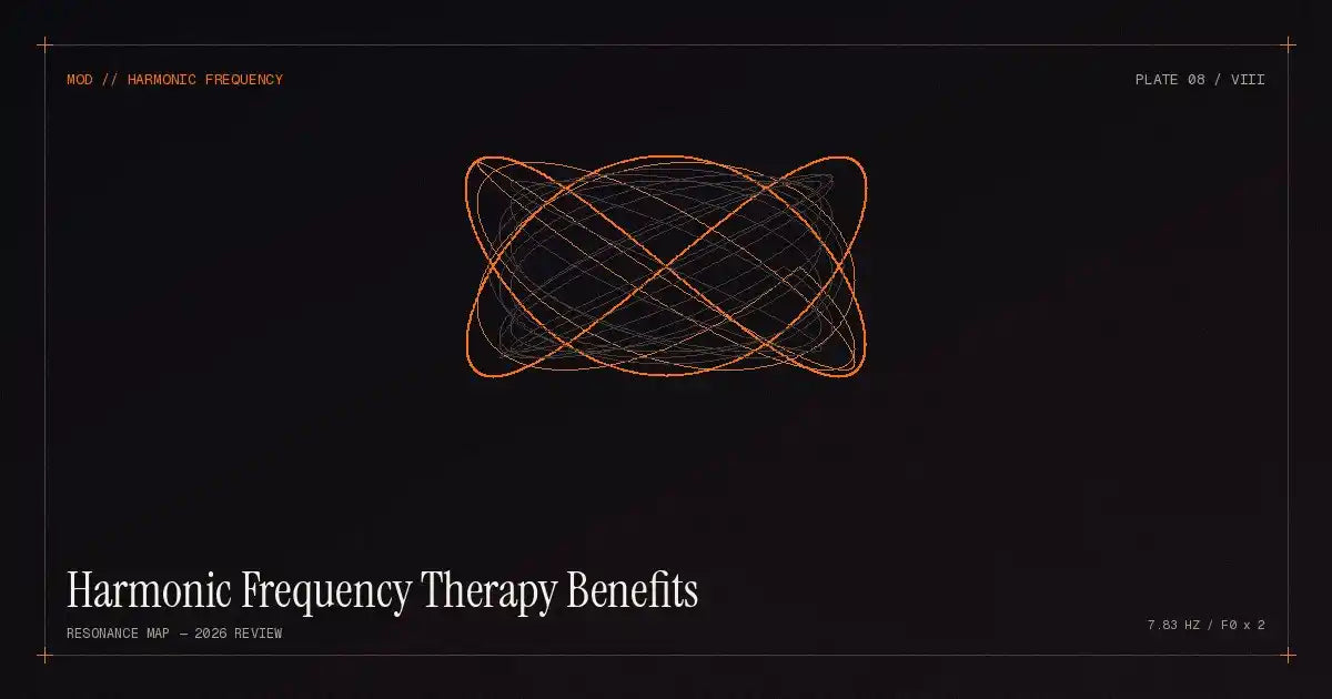 Harmonic frequency therapy benefits illustrated — acoustic wave device delivering harmonic frequency therapy benefits for pain relief, tissue healing, and cellular regeneration in 2026