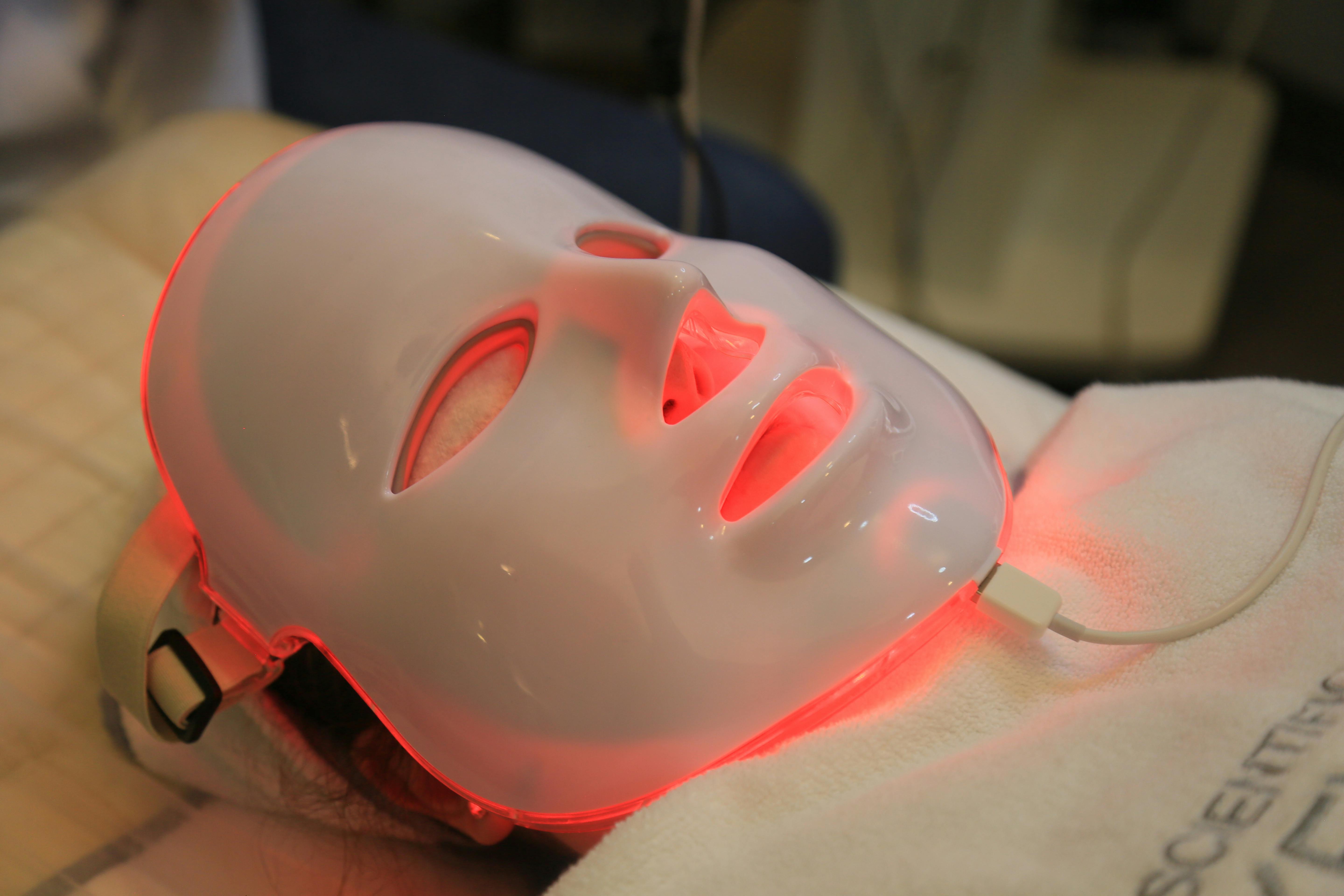 HealthLight vs Joovv red light therapy comparison — LED mask therapy session