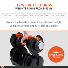 Load image into Gallery viewer, BodySport Adjustable Dumbbell 40 LBS Pair