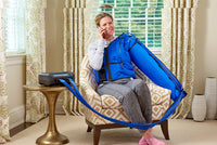 Woman wearing Bio Compression SC-4008-DL bilateral arm compression sleeves for lymphedema and swelling management