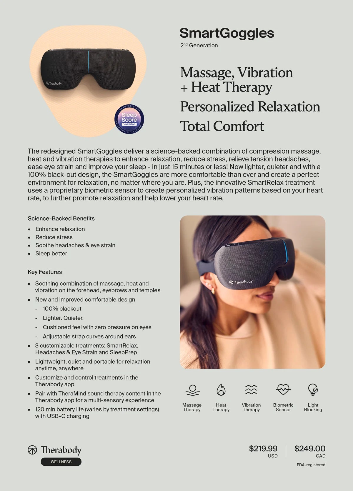 Smart Goggles 2.0 - Black  FDA Registered